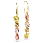 Gema drop earrings Asymmetrical design, Mixed cuts, Pink, Gold-tone plated